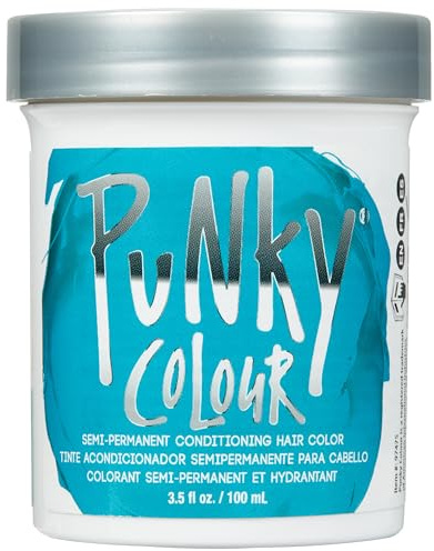 Punky Semi Permanent Conditioning Hair Color, Vegan, PPD and Paraben Free, may last for 5-40 washes, 3.5oz, Turquoise