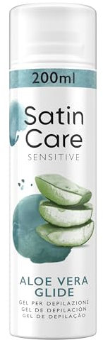 2 X GILLETTE FOR WOMEN SATIN CARE SHAVE GEL FOR SENSITIVE SKIN WITH ALOE & VITAMIN E 200ML (SHIPPING INCLUSIVE)