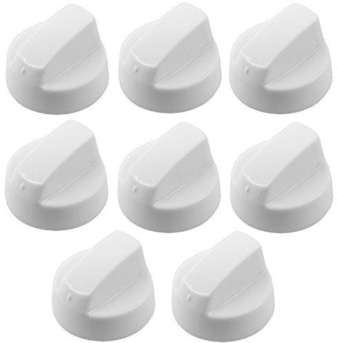 Spares2go Bouton de commande Universel Blanc Pour toutes les marques et modèles de cuisinière et plaque de cuisson (Lot de 1,2,4,6 ou 8 adaptateurs) Pack Quantity: 8