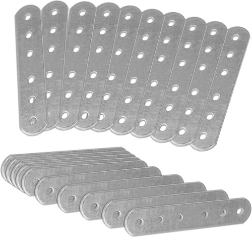 OMIDEAS 20 x Placa Union Soportes Planos (80 x 16 x 1.5) Placas de Fijación de Metal Plano Pletina Acero Soportes de Esquina Recto Galvanizada