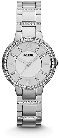 Fossil Watch for Women Virginia, Quartz Movement, 30 mm Silver Stainless Steel Case with a Stainless Steel Strap, ES3282