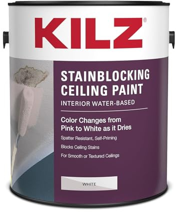 KILZ Stainblocking Ceiling Paint, Interior, White, 1 Gallon