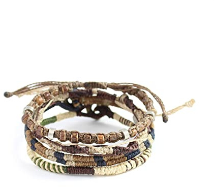 Wakami 4 Piece Boho Bracelet Set for Women, Handmade Beaded Stackable