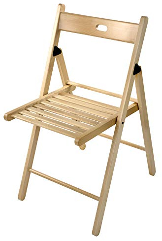 Klappstuhl, Holzstuhl aus Buchenholz Natur, klappbarer Gartenstuhl, mit Tragegriff, 43x49x78 cm, perfekt für Garten, Balkon, Picknick, hochwertig, massiv, langlebig, leicht & robust, Klappmechanismus