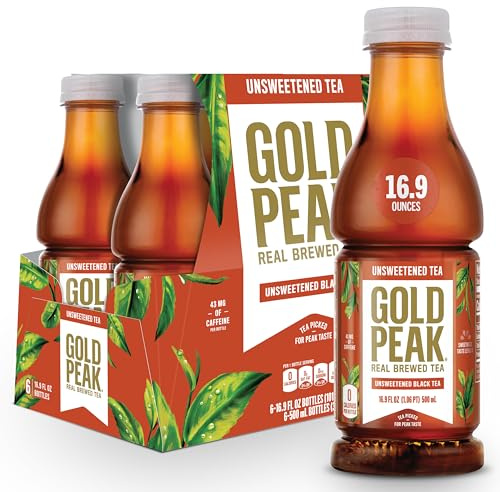 Gold Peak Tea, Unsweet Tea, 16.9 fl oz, 6 Pack