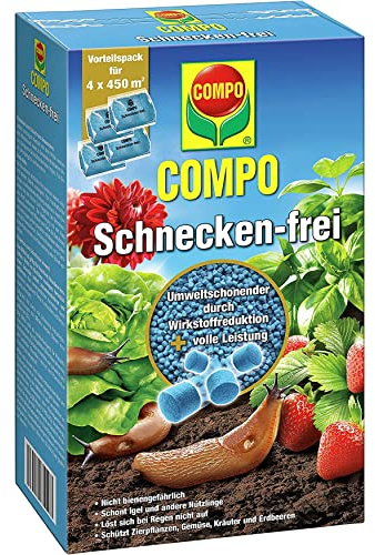 COMPO Schnecken-frei - Schneckenkorn - regenfest - Streugranulat gegen Schnecken im Vorteilspack - reicht für bis zu 1800 m² - 4x225 g, Schneckenfrei