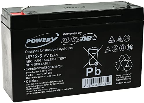 Batteria al Gel di piombo akku-net per: -veicoli giocattolo, auto,Quads, moto 6V 12Ah (sostituisce anche 10Ah), 6V, Lead-Acid