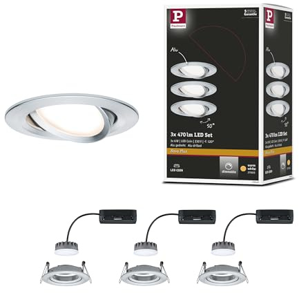 Paulmann Premium EBL Set Coin Slim dimmbar rund schwenkbar LED 3x6,8W 2700K 230V 51mm Alu ged./Alu