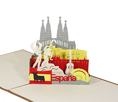 3D KARTE Spanien I Pop-Up Karte als Reisegutschein I Klappkarte als Andenken oder Geldgeschenk