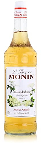 MONIN Sirup Holunderblüte 1,0 l | Holunderblütengeschmack für Cocktails, Limonaden, Eistee und Desserts - ideal für Feinschmecker und kreative Drinks