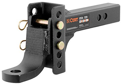 CURT 45901 Verstellbare Anhängerkupplung-Kugelhalterung, 5,1 cm Empfänger, 16,5 cm Länge, 2,5-cm-Loch, 2,7 t