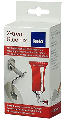 Kela 22755 Montagekleber-Set für Badaccessoires, Ohne Bohren, X-trem Glue Fix, 6 g