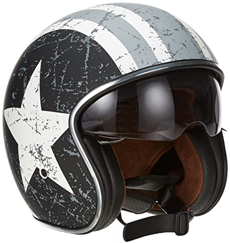 Origine helmets 202537028101803 Sprint Rebel Star Open Face Helme, White -Grey, S