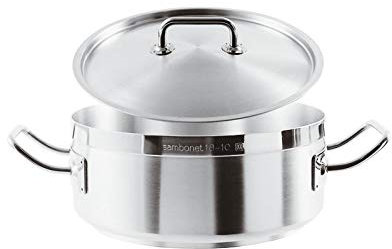 Poele A Paella 2 Anses Avec Couvercle Serie Professionale Inox