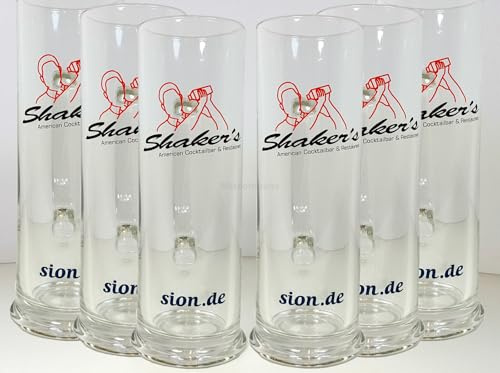 6x Shakers Bierglas/Glas 0,5L Bierkrug Glas Krug mit Henkel - 6 Stk.