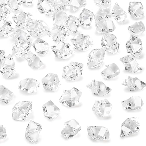 DomeStar Fake Ice, 150PCS Fake Diamonds, Plastic Diamonds Acrylic Rocks Vase Fillers for Centerpieces Wedding Party Table Scatter Food Display