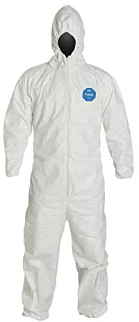 DuPont Tyvek 400 TY127S TAA Compliant Disposable Protective Coverall with Respirator-Fit Hood and Elastic Cuff, White, 2X-Large (Pack of 25)