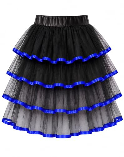 Yummy Bee – Tutu-kjolar för kvinnor – vuxen burlesk fin klänning luftig tutu-kjol – plusstorlek (blå, 16–18)