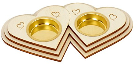 Herz Teelichthalter -Liebe- Dekoration aus Holz - optional mit Wunschname, Motivauswahl:Doppelherz