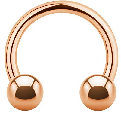 Rosegold HUFEISEN PIERCING - 9 Größen (1,0mm 1,2mm 1,6mm) LIPPENPIERCING, HELIX, SEPTUM, TRAGUS, BAUCHNABELPIERCING, OHR, NASE, uvm - Horseshoe CIRCULAR BARBELL Chirurgenstahl Rosé-Gold Ring & Kugeln