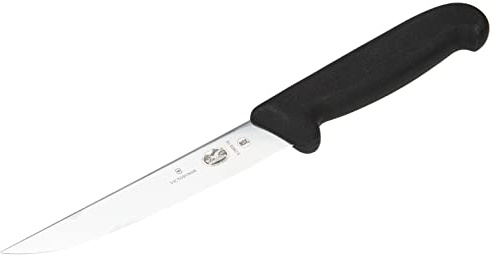Victorinox Fibrox Tranchiermesser, Gerade Schmale Klinge, Rostfreier Stahl, Spülmaschinenfest, Swiss Made, schwarz