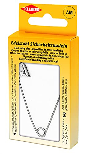 Kleiber Edelstahl-Sicherheitsnadeln, Silber, 4 verschiedenen Größen, 710-24