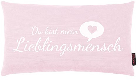 MAGMA Kissen Lieblingsmensch Altrose 25x45 cm Made in Germany/Ökotex 100 | Weiches Dekokissen 30x50 cm | Polyester-Baumwolle-Mix | Made in Germany | Geschenk Sofa Bett