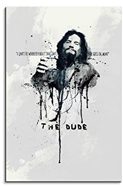 Paul Sinus Art The Big Lebowski 90x 60cm Keilrahmenbild Kunstbild Aquarell Art Wandbild auf Leinwand fertig gerahmt Original Unikat