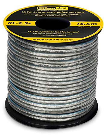 Sinuslive KL-2,5s - Mini bobina per altoparlante, 15,5 m, 2 x 2,5 mm²