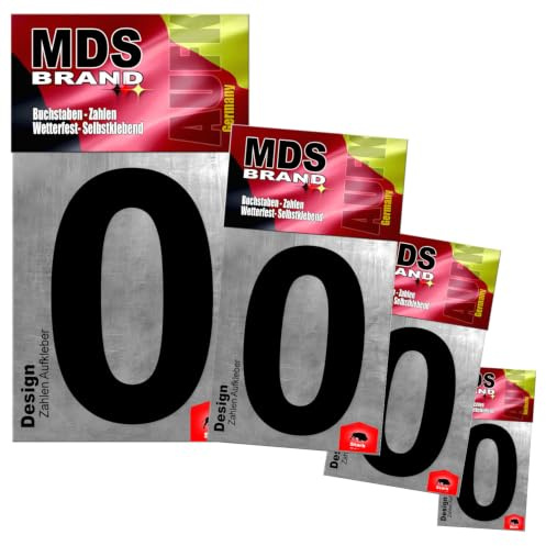 Zahlen Aufkleber | Mega pack | 1x 15cm-10cm-8cm-5cm, Selbstklebende, langlebige Zahlen für Briefkasten, Mülltonne & mehr | Perfekt für Innen & Außenanwendungen (Schwarz-0)