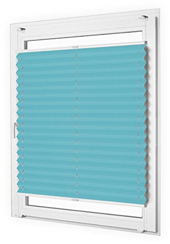 Sun World Plissee nach Maß, Klemmfix, ohne Bohren, deutsche Wertarbeit, 25 Farben (Farbe: Türkis, Höhe: 191-200cm, Breite: 20-50cm)