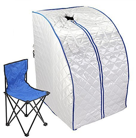 CHI-ENTERPRISE - Portable Infrarotsauna XL Deluxe inklusive Klapphocker | Faltbare, zusammenlegbare Infrarot-Sauna für Zuhause | 103x80x84 | 1000 Watt