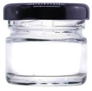 Wares of Knutsford Limited 30ml Mini Glass Jam Jars with Lids – Small Preserving, Honey, Samples, Wedding Favours & Gifts (24, black)