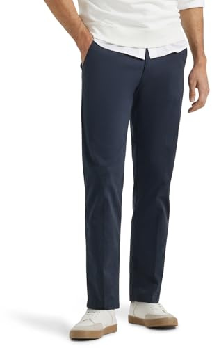 Lee Men's Extreme Motion Flat Front Regular Straight Pant Navy 40W x 30L