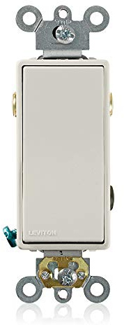 Leviton 20 Amp, 120/277 Volt, Decora Plus Rocker 3-Way AC Quiet Switch, Commercial Grade, Back and Side Wired, Self Grounding, 5623-2T, Light Almond
