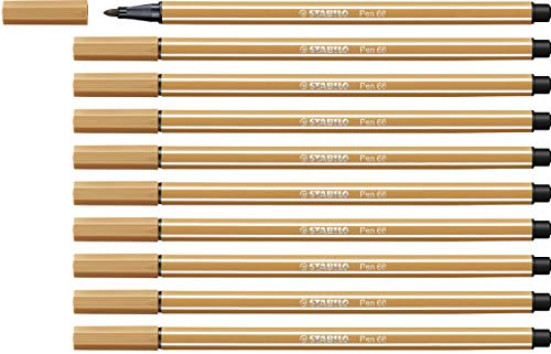 STABILO - Premium-Filzstift - Pen 68 | 10er Pack, ocker dunkel