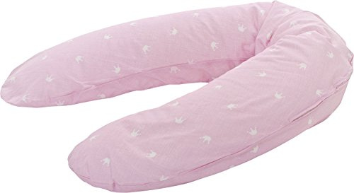 Träumeland TT12511 Still- und Schwangerschaftskissen Krönchen mit geräuscharmer Perlenfüllung, circa 190 cm, rosa