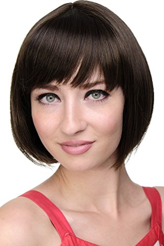 WIG ME UP - 703-4T8 Sexy Bob, Perücke, gerader Pony, Braun-Mix, Dunkelbraun Mittelaschbraun Mix, mit heller werdenden Spitzen