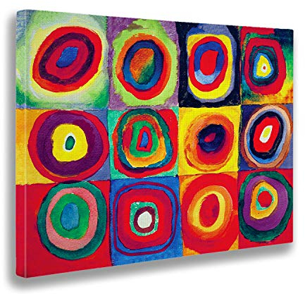 Giallobus - Quadro - Vassily Kandinsky - Studio del colore - Tela Canvas Telaio Standard - 140L x 100l cm - Pronto da appendere - Quadri moderni per la casa