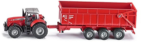 siku 1844, Tracteur Massey Ferguson avec remorque, 1:87, Métal/plastique, Rouge, Remorque basculante
