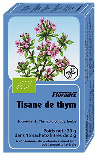 Salus Tisane Floradix Thym AB - Tisane Bio - Digestion - Immunité - Défense des Voies Respiratoires - 15 sachets