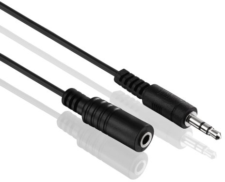 HDSupply AC015-005 Cavo di prolunga audio stereo da 3,5 mm maschio a 3,5 mm femmina, design ultra sottile, 0,50 m, nero