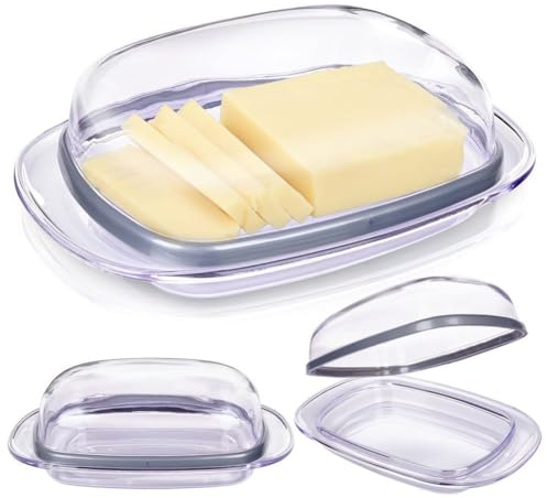 BPA Free Clear Plastic Butter Dish Box Holder Kitchen Fridge Storage with Lid