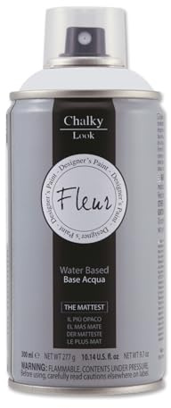 FLEUR Spray Vernice Chalk Paint, Extra Opaco, all' Acqua senza Odore, MultiSuperficie, 300 ml F61 All About Grey, Effetto Gesso, Shabby Chic Vintage, per Mobili, per Interno - Esterno