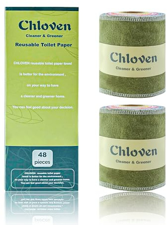 Chloven Reusable Toilet Paper Cloth – 48 Pcs Reusable Washable Toilet Tissue Camper RV Toilet Paper Paperless Tp Rolls, Cloth Bidet Towels Reusable Baby Wipes Alternative