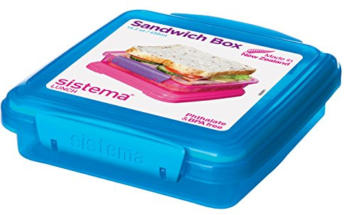 Sistema Aqua Brotbüchse, Sandwichbox/Frischhaltedose, 450 ml, Modern, Blau, 15 cm x 15 cm x 4 cm