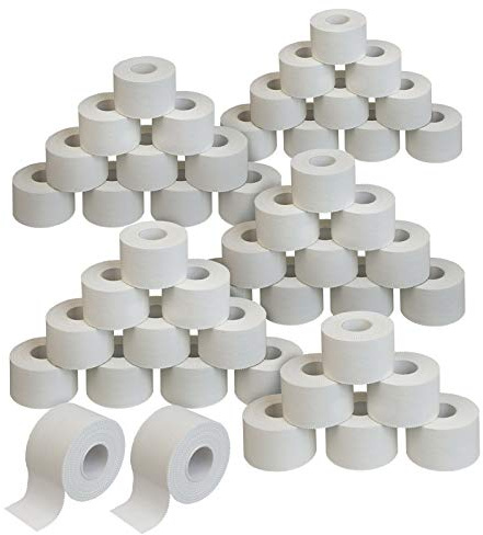 ALPIDEX 48 Rollen Sport Tape Set 3,8 cm x 10 m Tapeverbad Weiß Reißbares Gelenk Tape Unelastisches Sporttape Hautfreundlich Handball Fußball Volleyball