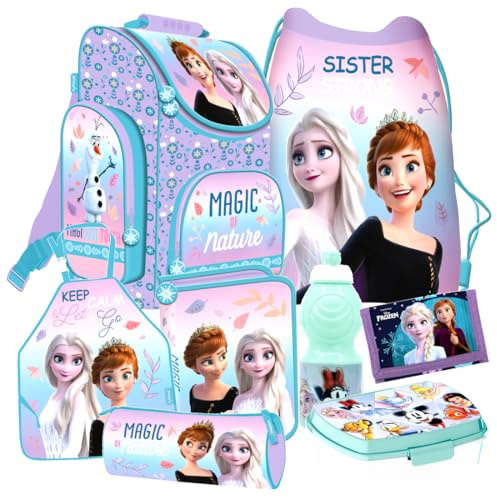 Frozen die Eiskönigin Elsa Olaf Anna 8 Teile Set Schulranzen Tornister mit Sticker-von-Kids4shop Ranzen Federmappe Tasche blau