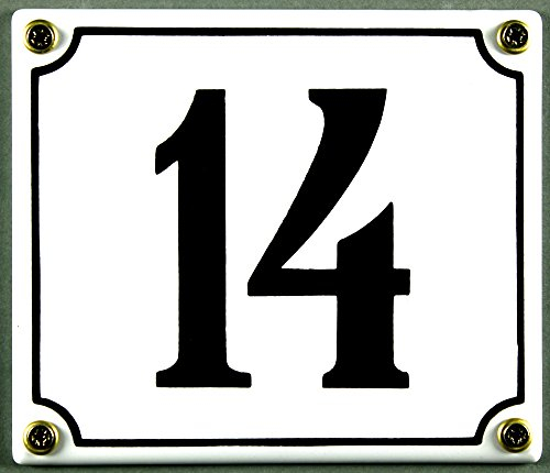 Buddel Bini Wetterfestes Emaille Hausnummernschild 14 12 x 14 cm, sofort lieferbar, weiß