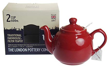 London Pottery Farmhouse Small Teapot with Infuser, Ceramic, Red, 2 Cup (600 ml)